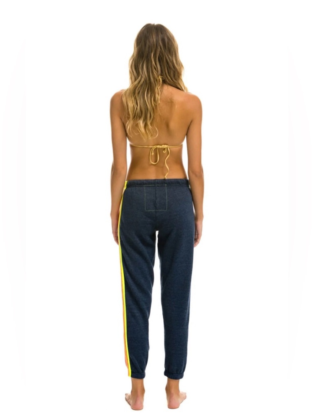 Aviator Nation 5 Stripe Sweatpants Heather Navy Neon Rainbow Size S - Picture 4 of 14